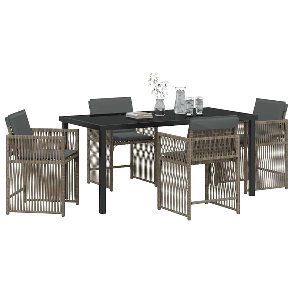 Garden Dining Set 5 pcs Grey Poly Rattan