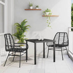 Garden Dining Set 3 pcs Black Poly Rattan