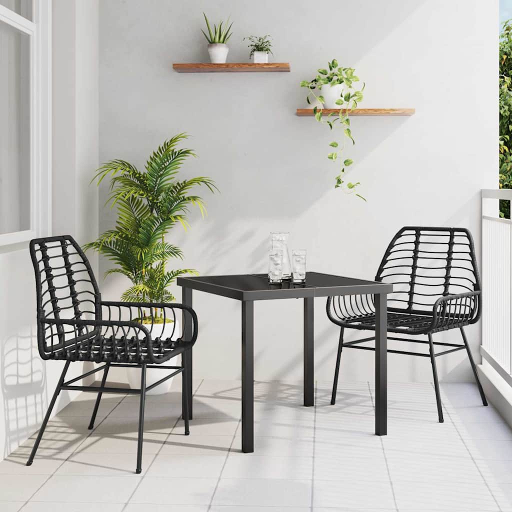 Garden Dining Set 3 pcs Black Poly Rattan