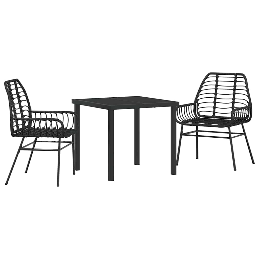 Garden Dining Set 3 pcs Black Poly Rattan