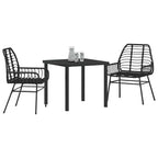 Garden Dining Set 3 pcs Black Poly Rattan