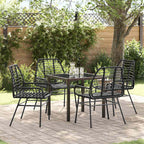 Garden Dining Set 5 pcs Black Poly Rattan