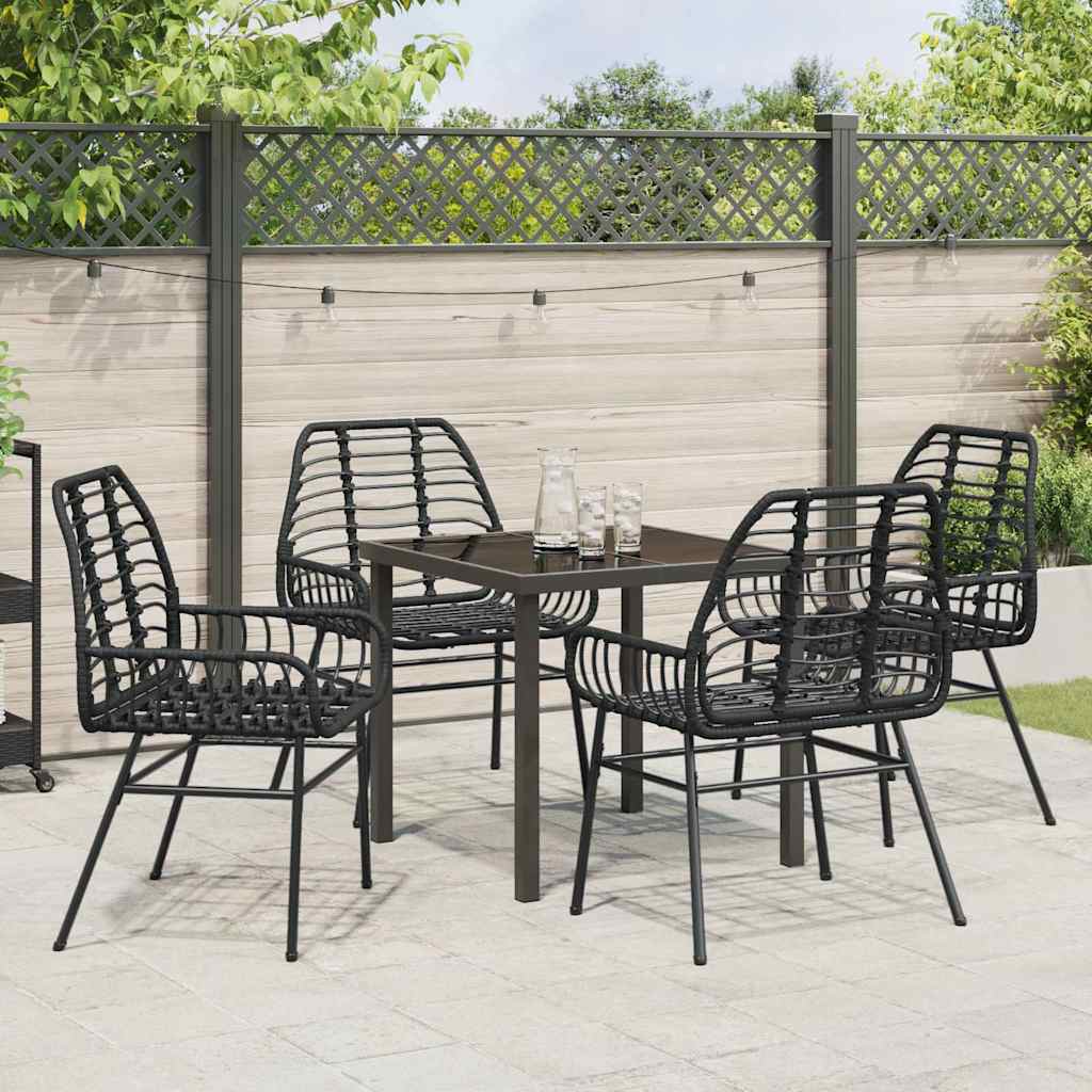 Garden Dining Set 5 pcs Black Poly Rattan