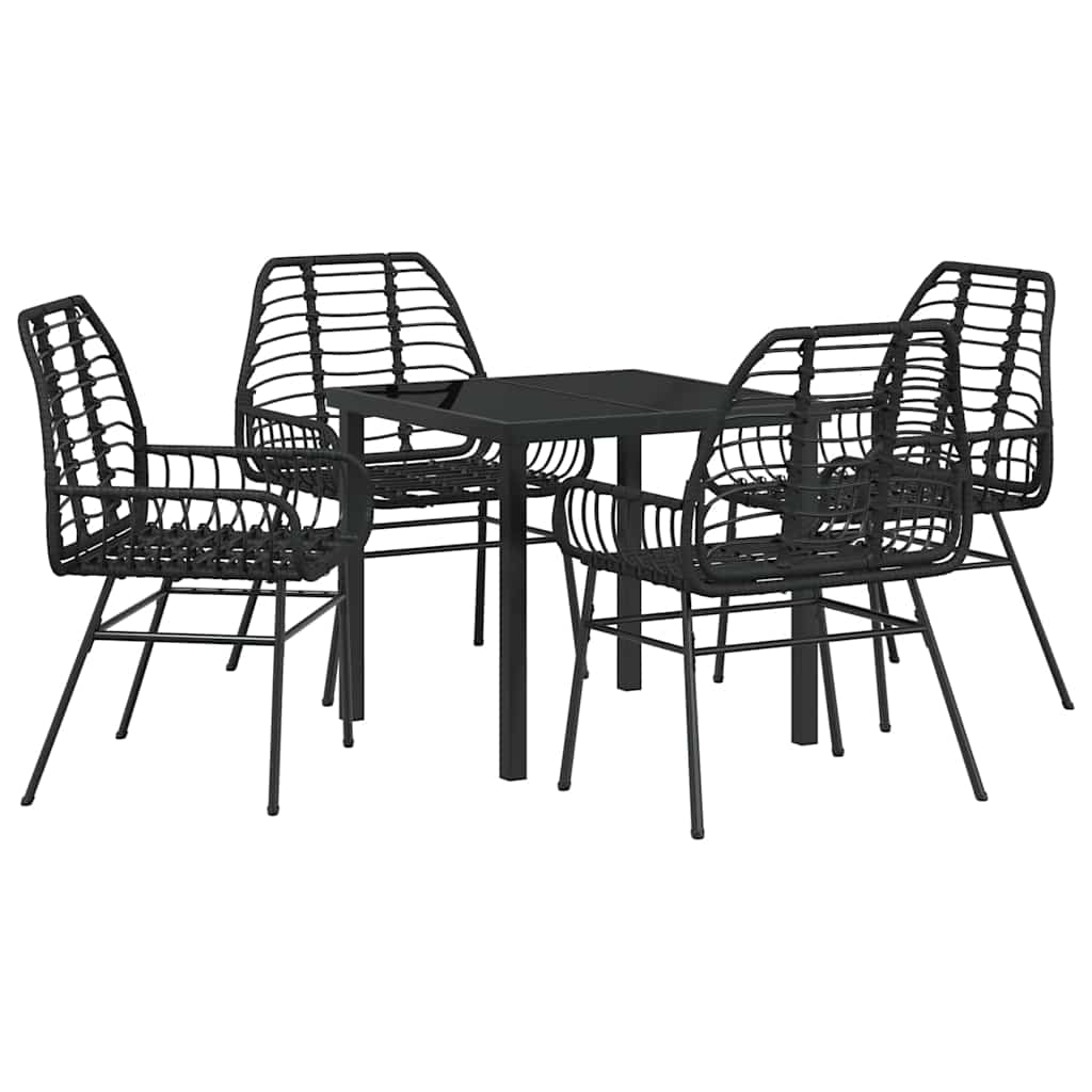 Garden Dining Set 5 pcs Black Poly Rattan