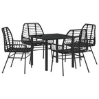 Garden Dining Set 5 pcs Black Poly Rattan