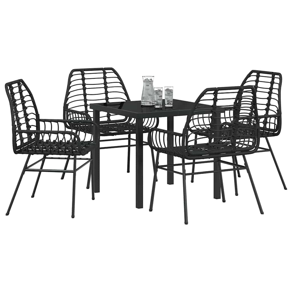 Garden Dining Set 5 pcs Black Poly Rattan