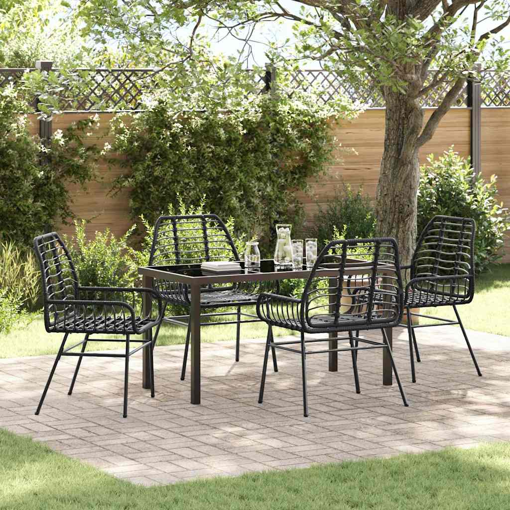 Garden Dining Set 5 pcs Black Poly Rattan