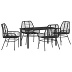 Garden Dining Set 5 pcs Black Poly Rattan
