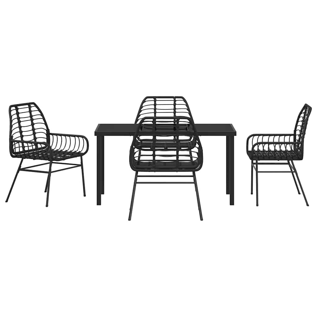 Garden Dining Set 5 pcs Black Poly Rattan
