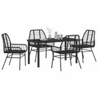 Garden Dining Set 5 pcs Black Poly Rattan