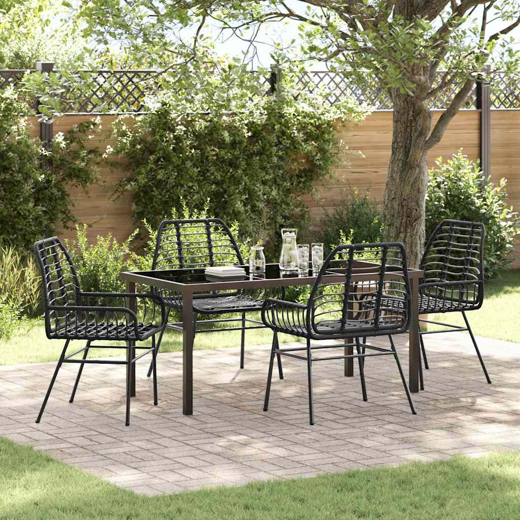 Garden Dining Set 5 pcs Black Poly Rattan