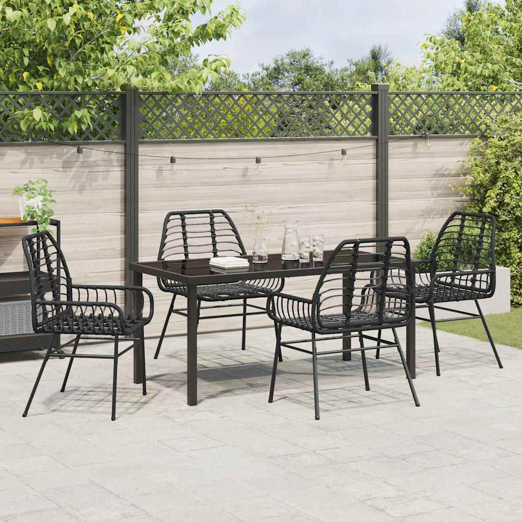 Garden Dining Set 5 pcs Black Poly Rattan