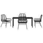 Garden Dining Set 5 pcs Black Poly Rattan