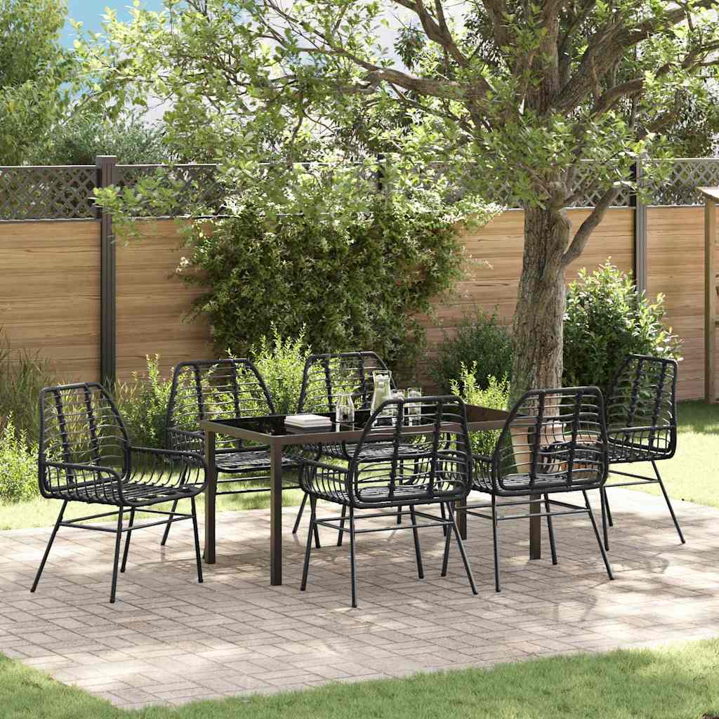 Garden Dining Set 7 pcs Black Poly Rattan
