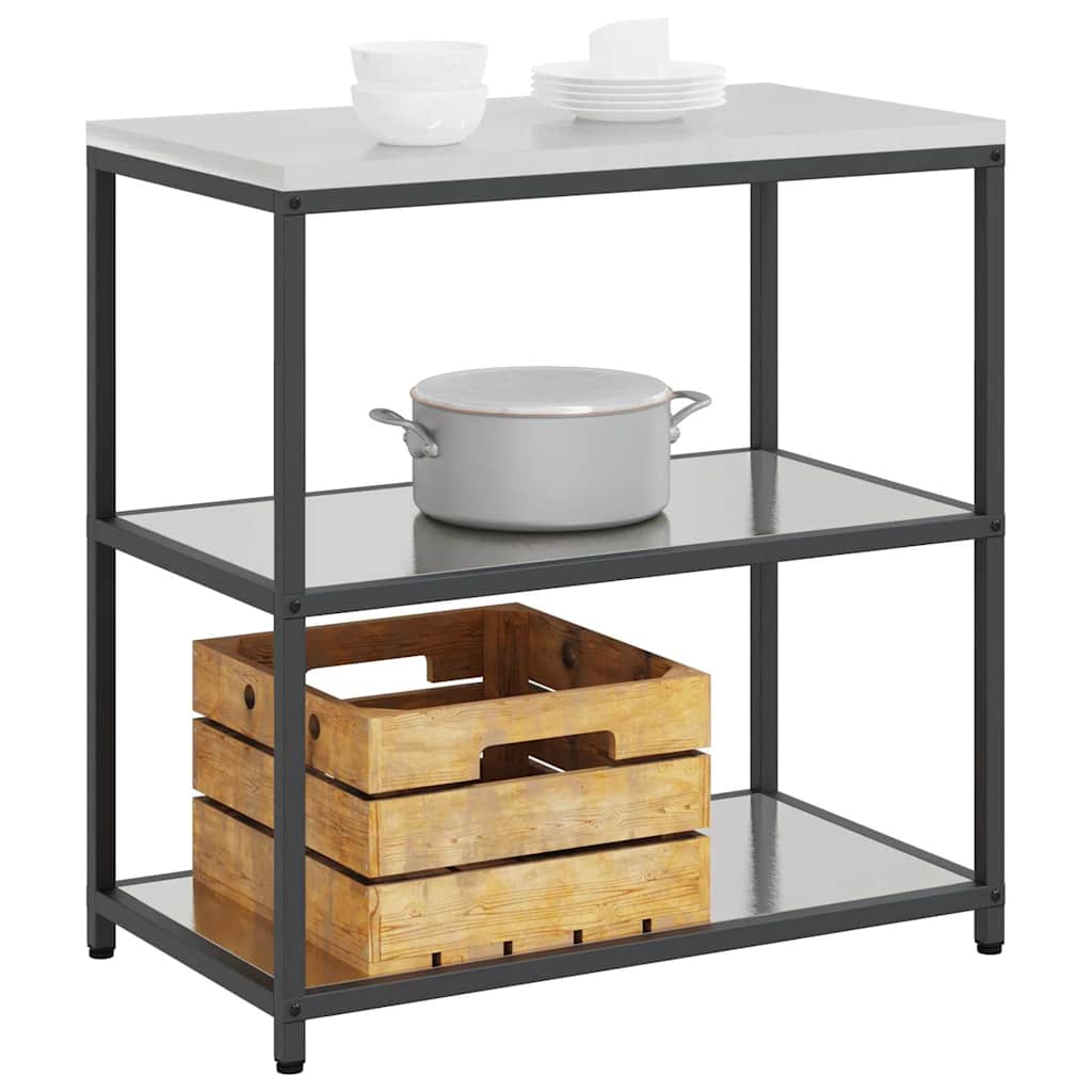 Kitchen Storage with Shelf Silver 90 x 50 x 92 cm Steel
