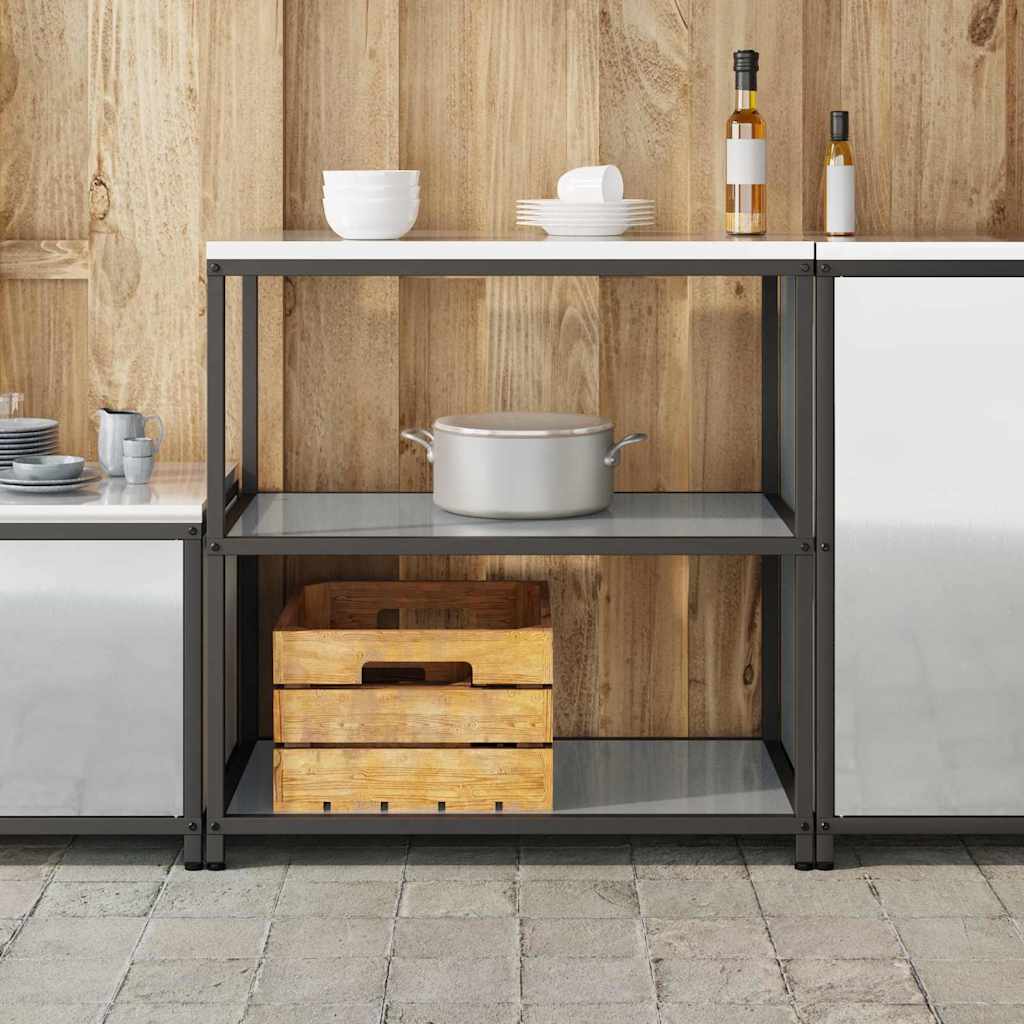 Kitchen Storage with Shelf Silver 90 x 50 x 92 cm Steel