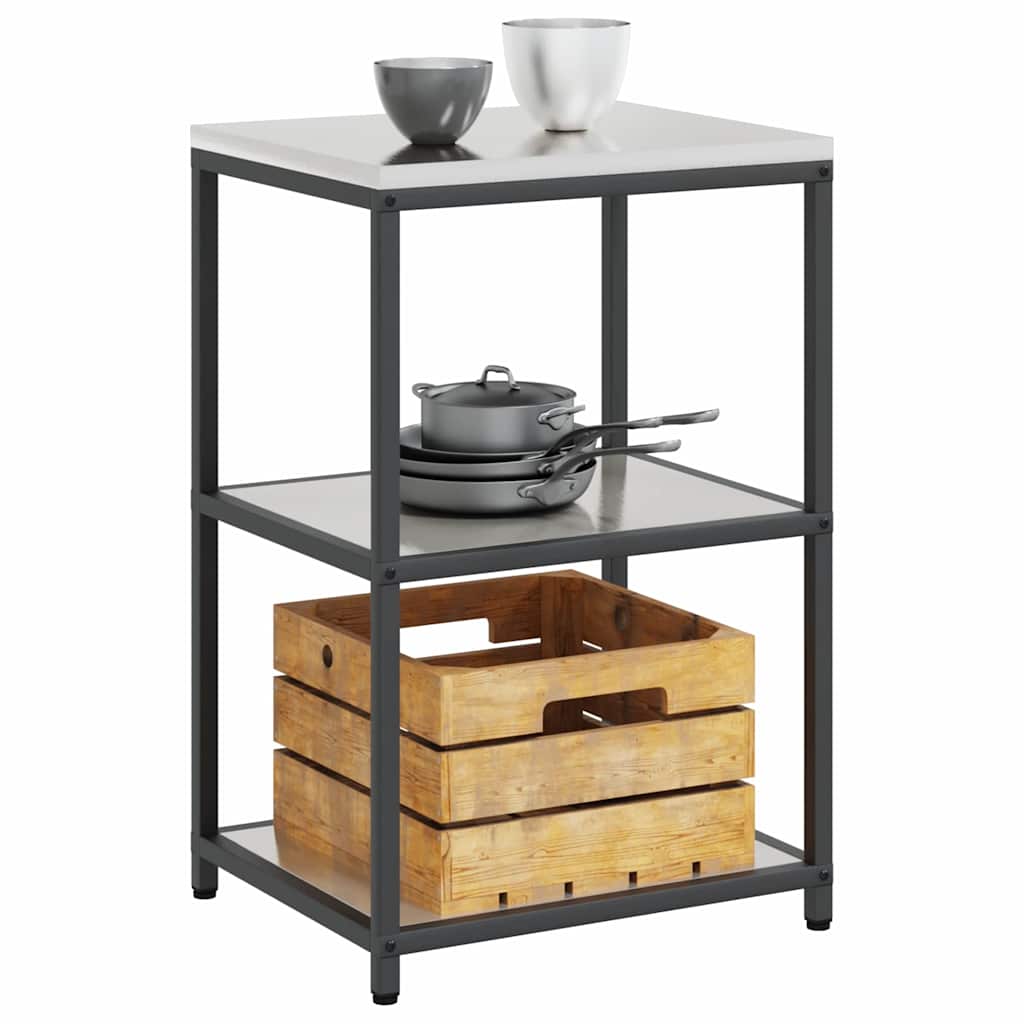 Kitchen Storage with Shelf Silver 60 x 50 x 92 cm Steel