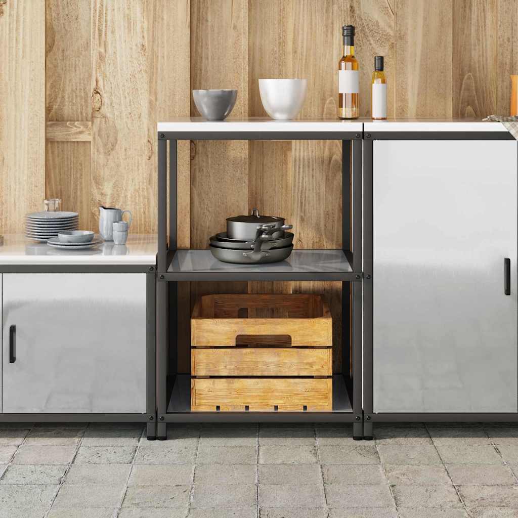 Kitchen Storage with Shelf Silver 60 x 50 x 92 cm Steel