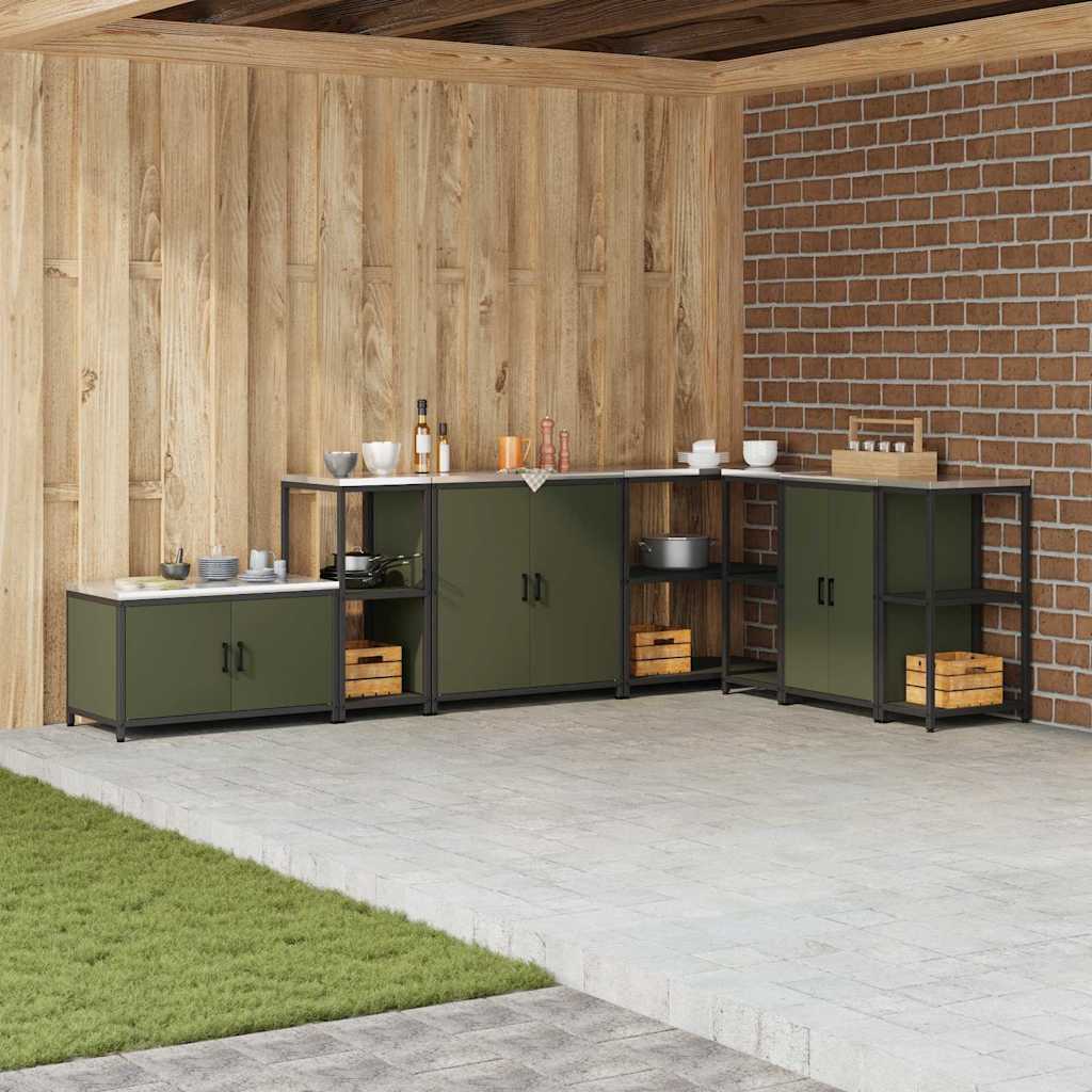 Kitchen Storage with Shelf Olive Green 40 x 50 x 92 cm Steel