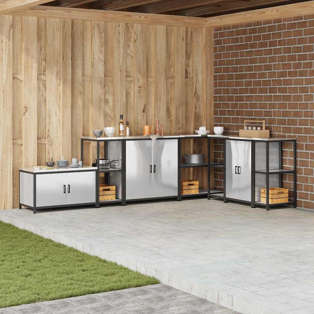 Kitchen Storage with Shelf Silver 40 x 50 x 92 cm Steel