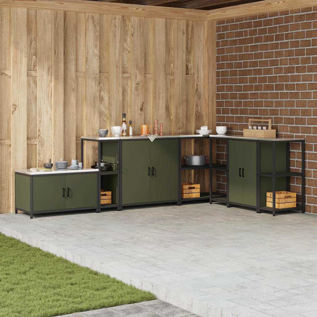 Kitchen Storage with Shelf Olive Green 30 x 50 x 92 cm Steel