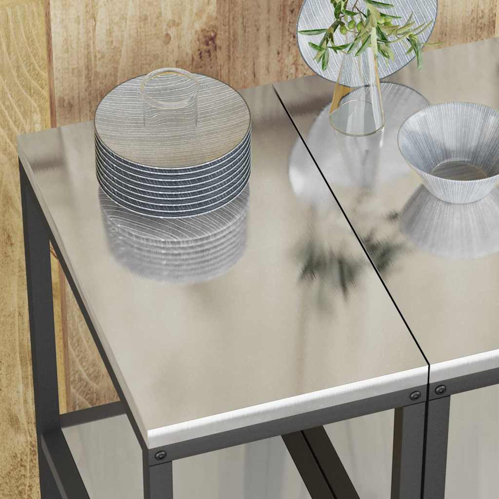 Kitchen Storage with Shelf Silver 30 x 50 x 92 cm Steel