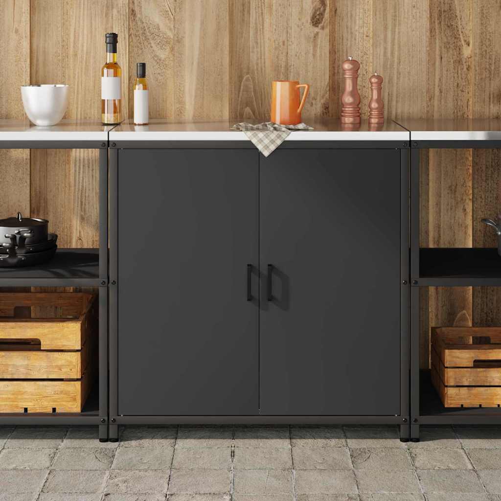 Kitchen Storage with Shelf Black 90 x 50 x 92 cm Steel