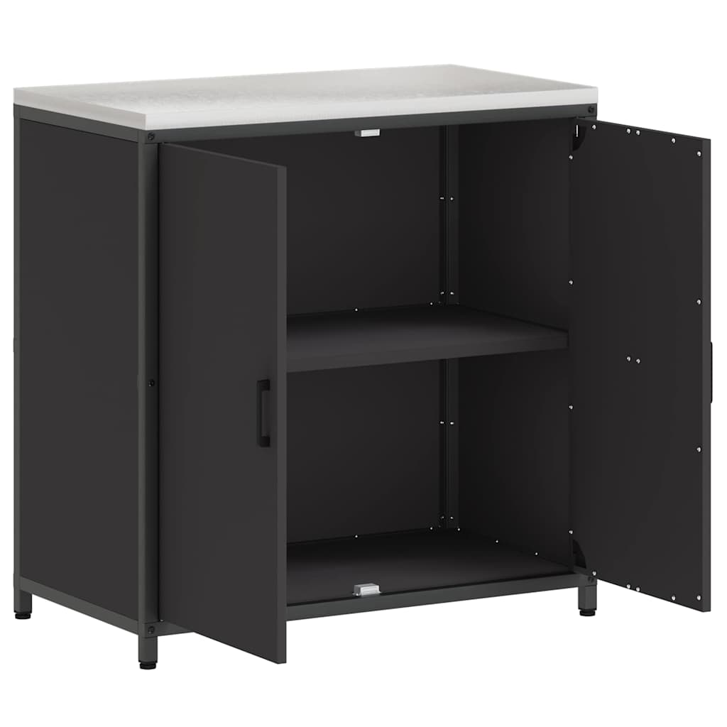 Kitchen Storage with Shelf Black 90 x 50 x 92 cm Steel