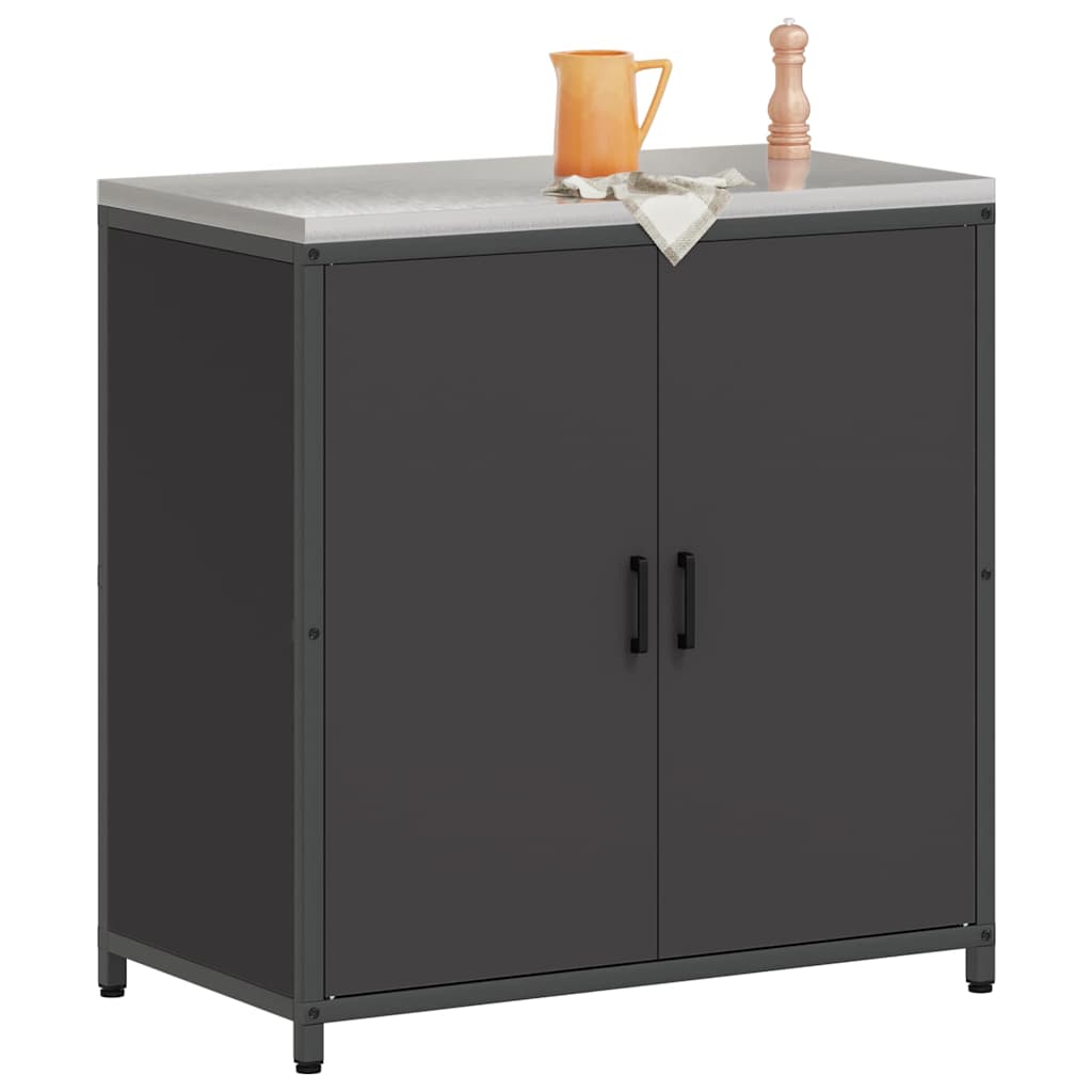 Kitchen Storage with Shelf Black 90 x 50 x 92 cm Steel