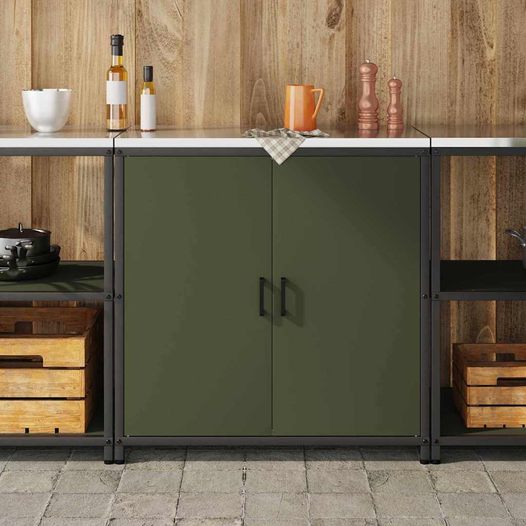 Kitchen Storage with Shelf Olive Green 90 x 50 x 92 cm Steel