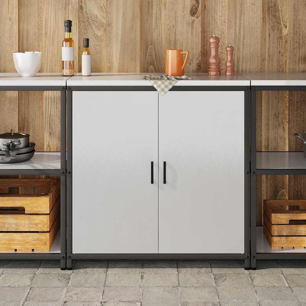 Kitchen Storage with Shelf Silver 90 x 50 x 92 cm Steel