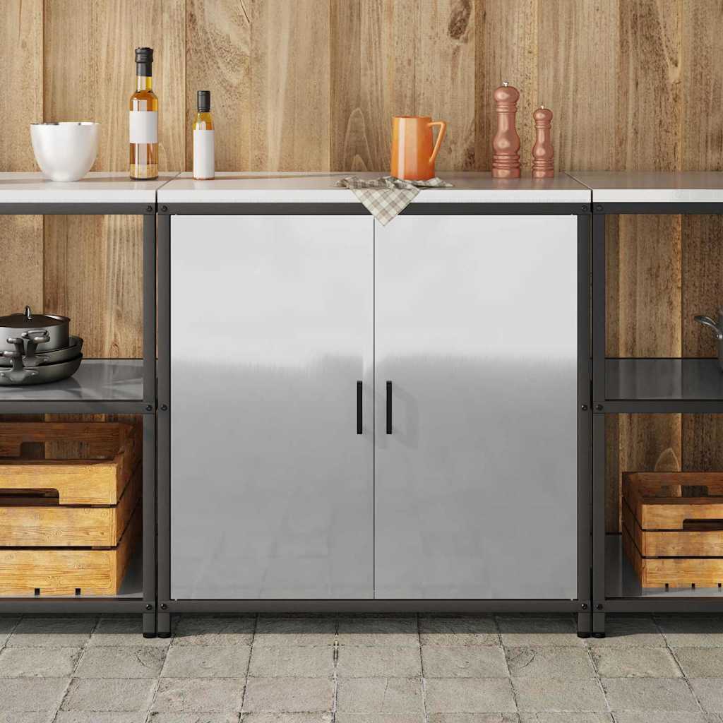 Kitchen Storage with Shelf Silver 90 x 50 x 92 cm Steel