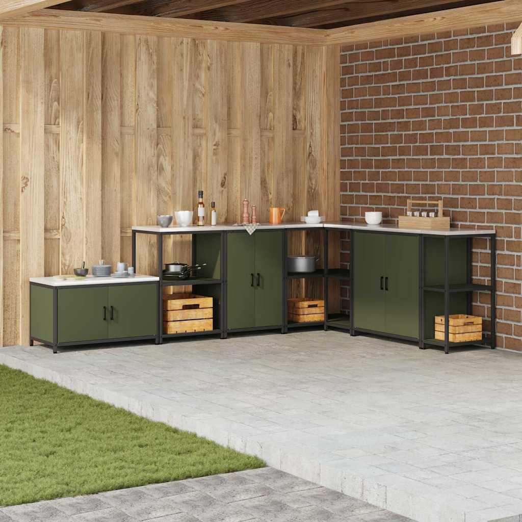 Kitchen Storage with Shelf Olive Green 60 x 50 x 92 cm Steel