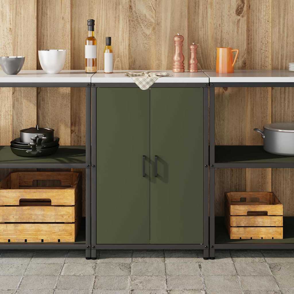Kitchen Storage with Shelf Olive Green 60 x 50 x 92 cm Steel