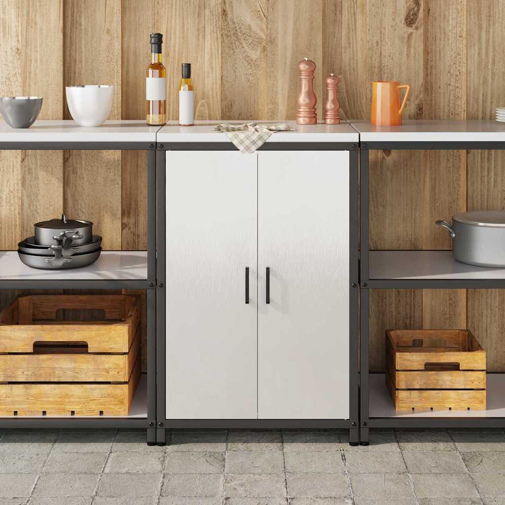 Kitchen Storage with Shelf Silver 60 x 50 x 92 cm Steel