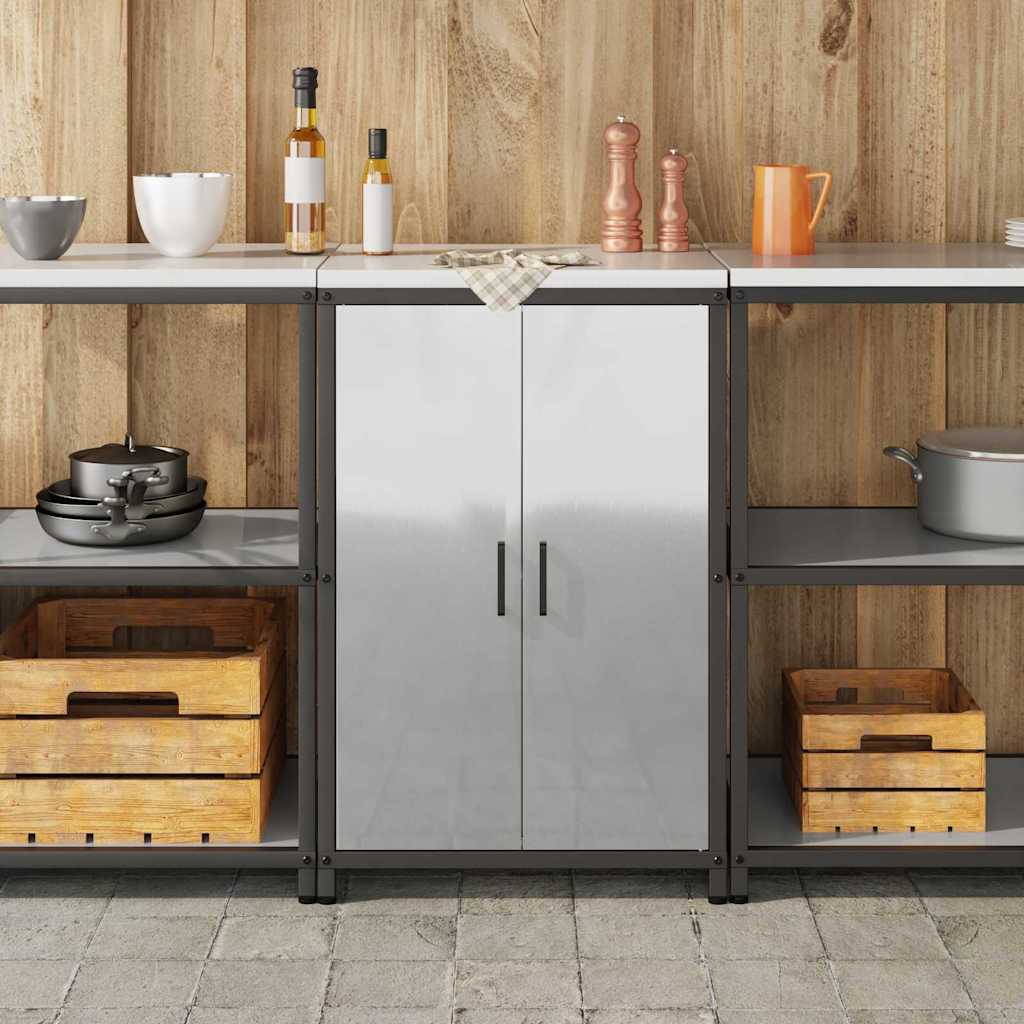 Kitchen Storage with Shelf Silver 60 x 50 x 92 cm Steel