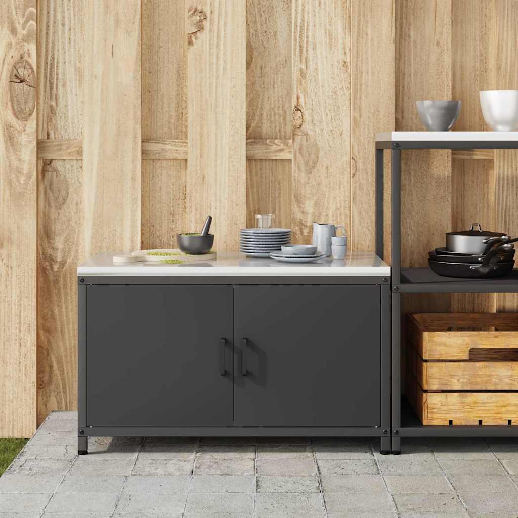 Kitchen Storage with Shelf Black 90 x 50 x 53 cm Steel