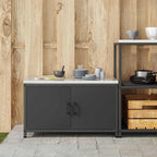 Kitchen Storage with Shelf Black 90 x 50 x 53 cm Steel