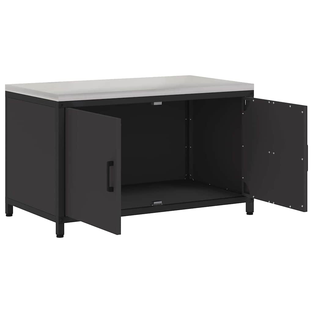 Kitchen Storage with Shelf Black 90 x 50 x 53 cm Steel