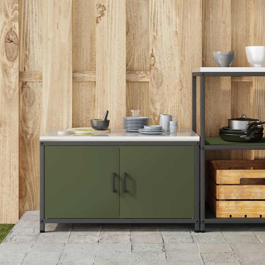 Kitchen Storage with Shelf Olive Green 90 x 50 x 53 cm Steel