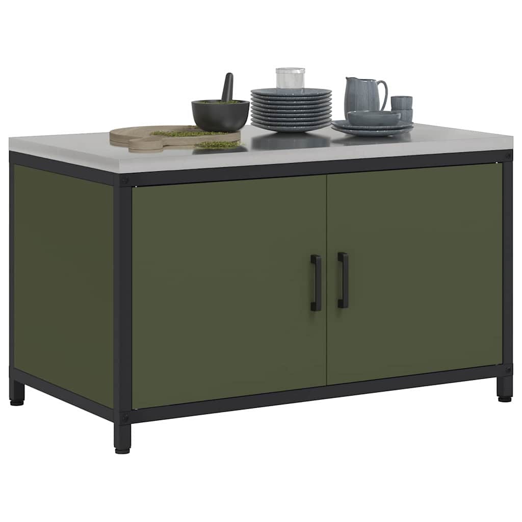 Kitchen Storage with Shelf Olive Green 90 x 50 x 53 cm Steel