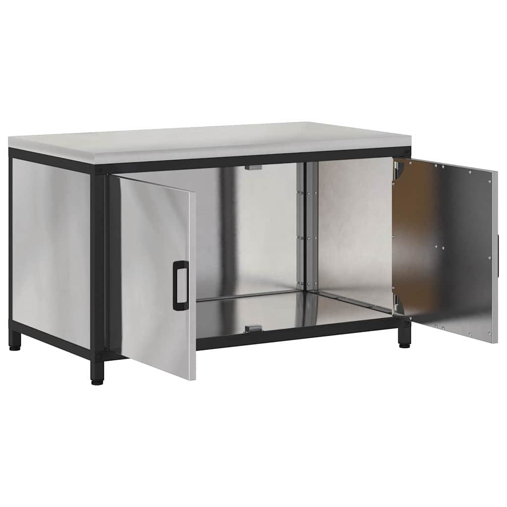Kitchen Storage with Shelf Silver 90 x 50 x 53 cm Steel