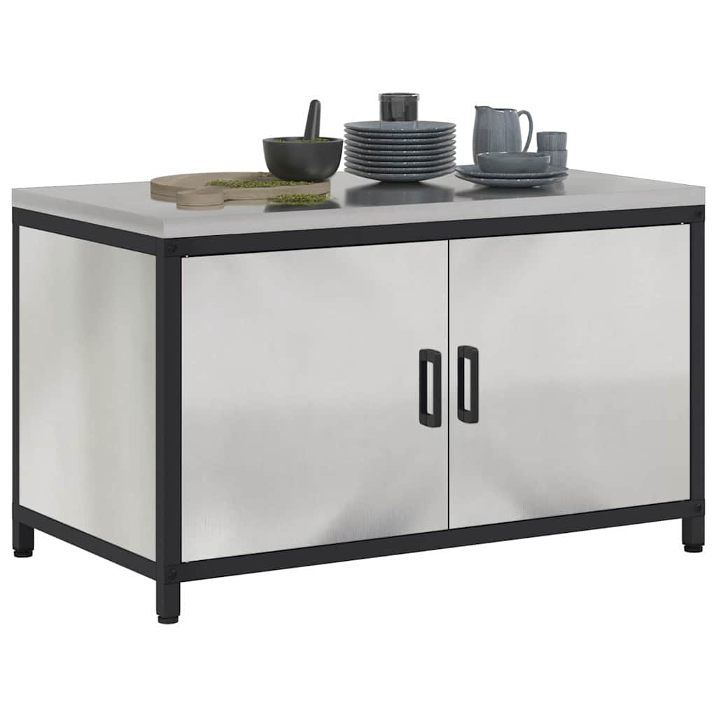 Kitchen Storage with Shelf Silver 90 x 50 x 53 cm Steel