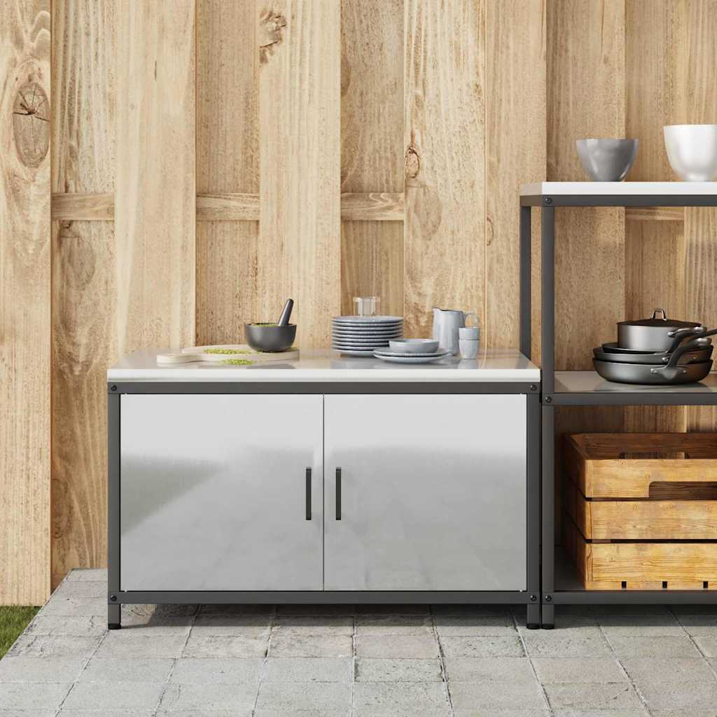 Kitchen Storage with Shelf Silver 90 x 50 x 53 cm Steel