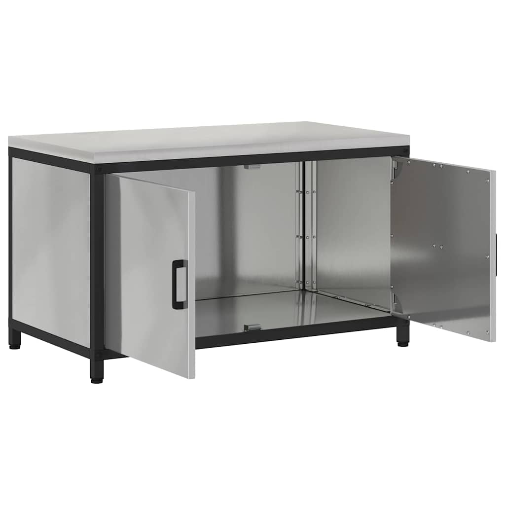 Kitchen Storage with Shelf Silver 90 x 50 x 53 cm Steel