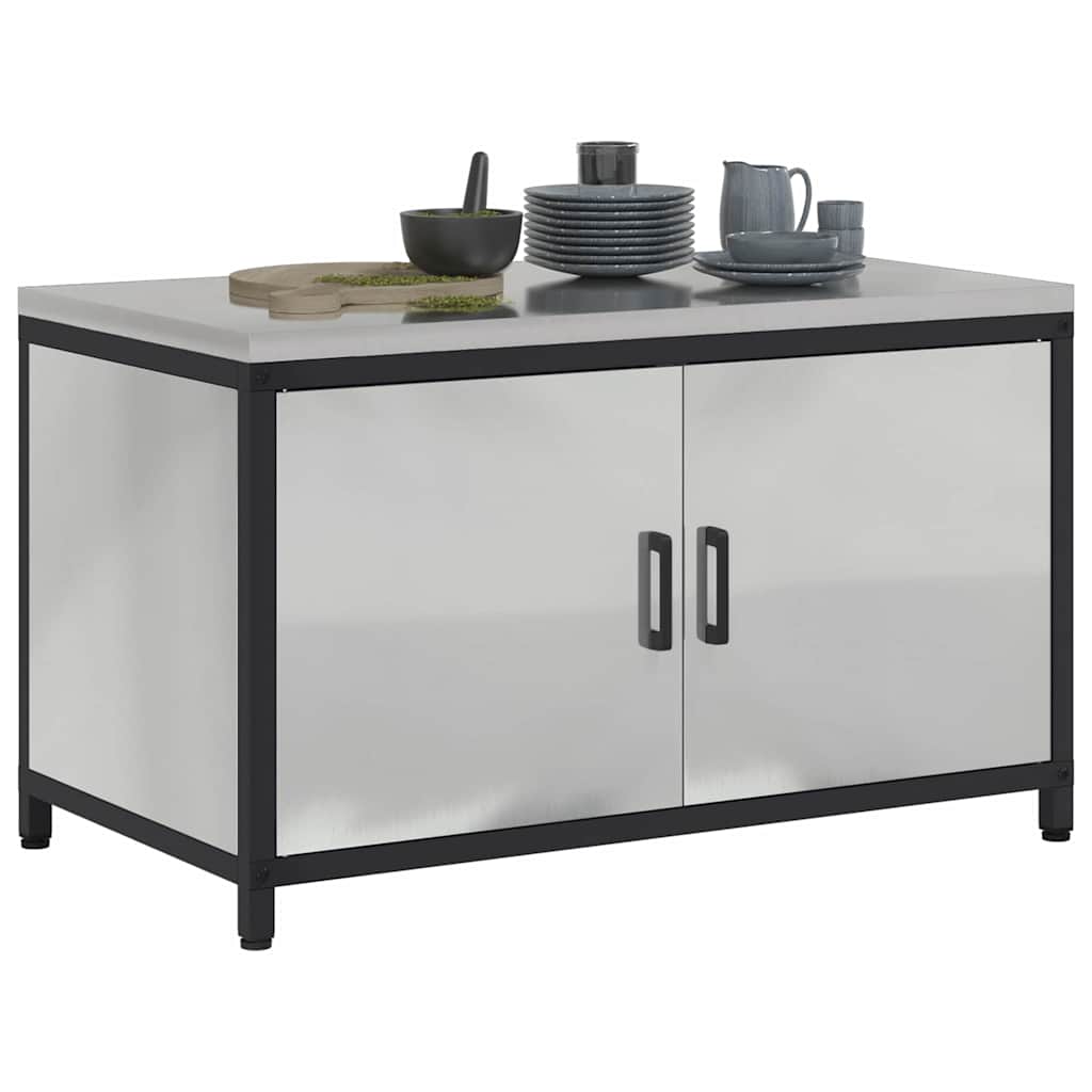 Kitchen Storage with Shelf Silver 90 x 50 x 53 cm Steel