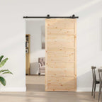 Sliding Door Brown 80 x 208 cm Solid Pine Wood