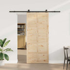 Sliding Door Brown 90 x 208 cm Solid Pine Wood
