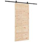 Sliding Door Brown 90 x 208 cm Solid Pine Wood