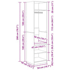 Wardrobe with Shelf Old Wood 50 x 50 x 200 cm Engineered Wood